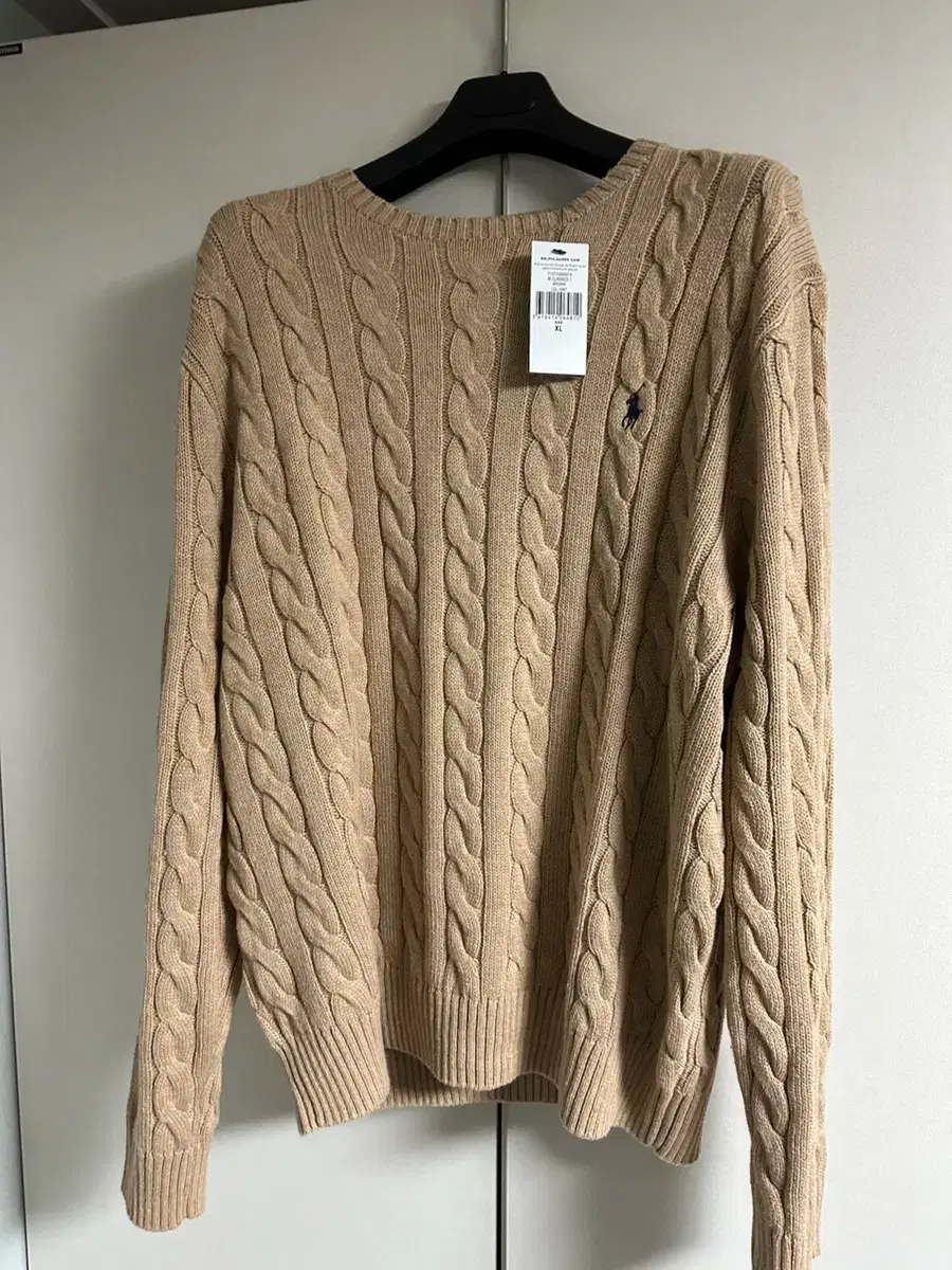 ポロラルフローレンケーブルニットコットンセーターベージュ XL